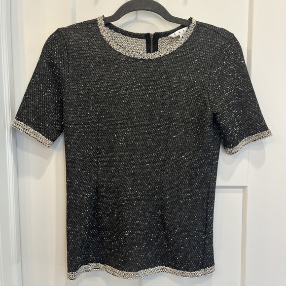 CAbi Sweaters - CAbi Women's Short Sleeve Knit Sweater Top Size XS Coco Shell Black White Cream